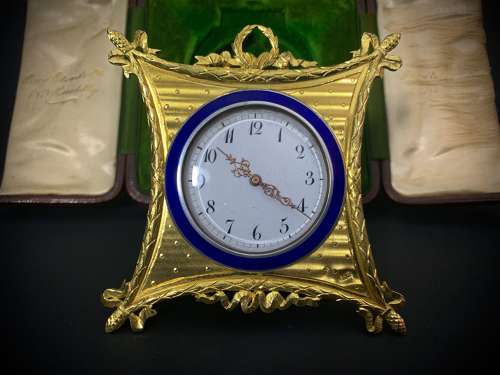A Russian Silver Gilt travelling time piece circa 1900