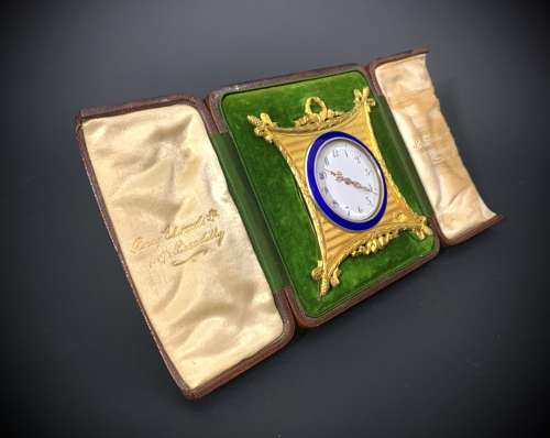 A Russian Silver Gilt travelling time piece circa 1900