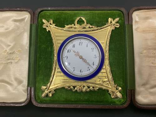 A Russian Silver Gilt travelling time piece circa 1900
