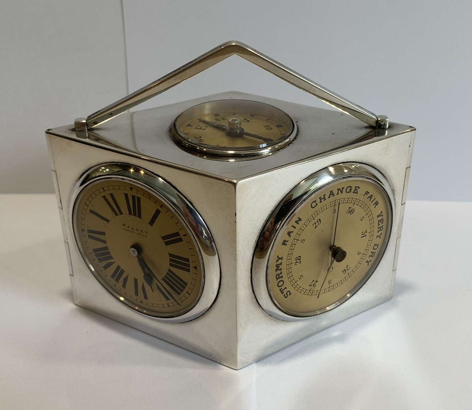 A rare silver and enamel Weather Station compendium by Maquet of Paris