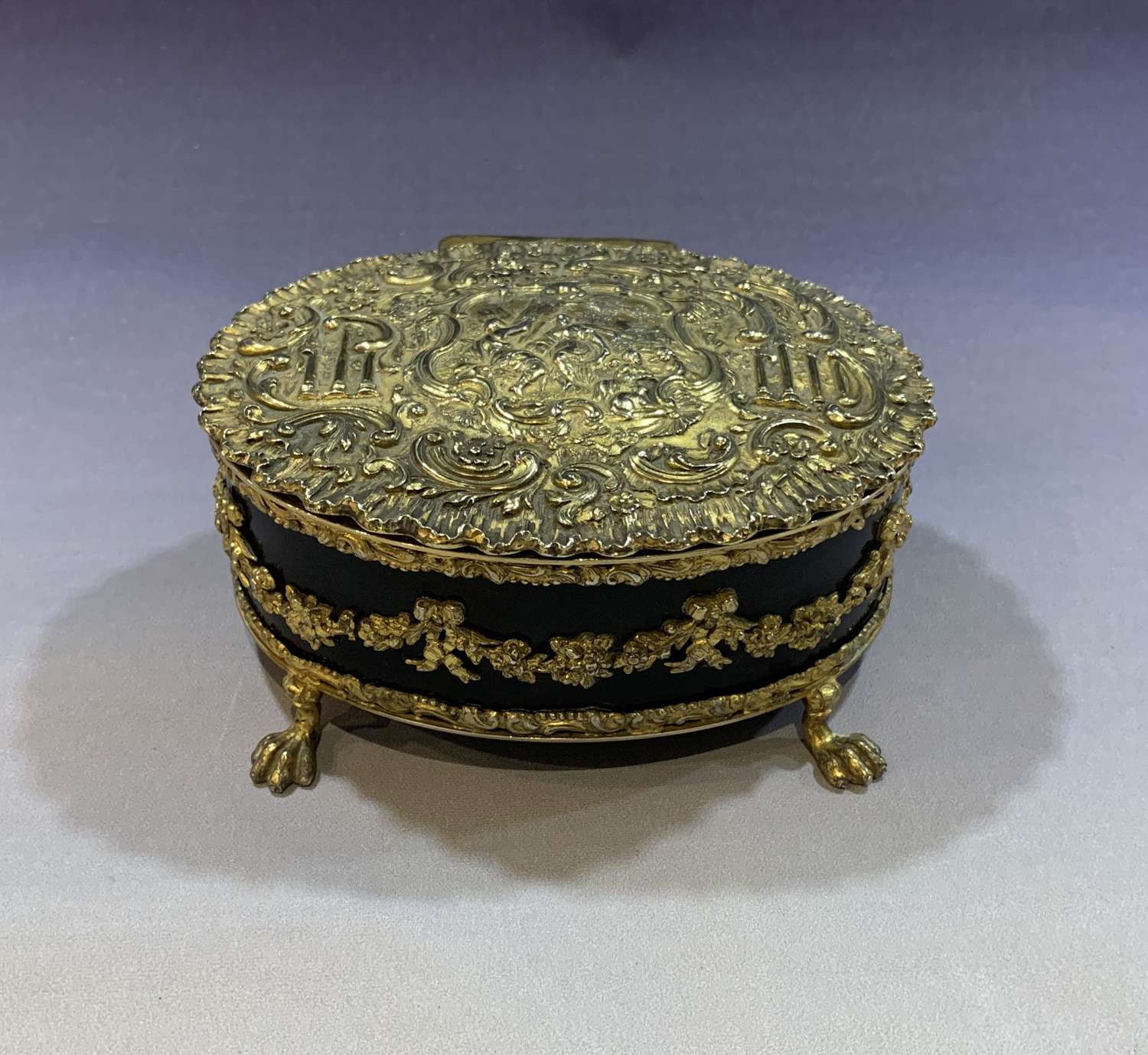 Late Victorian silver gilt & tortoiseshell dressing table box
