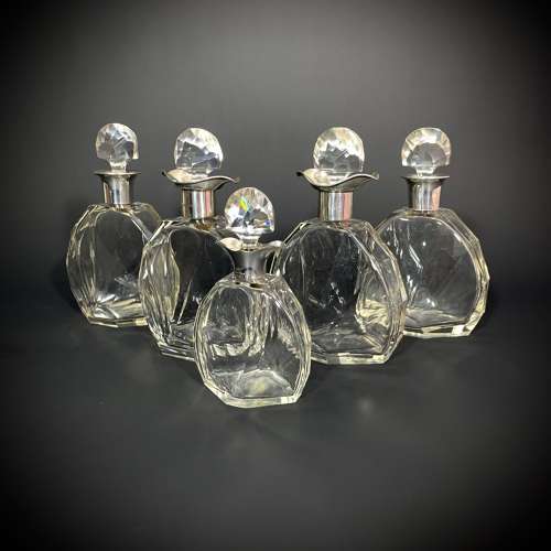 Matched set of 5 art Deco Decanters