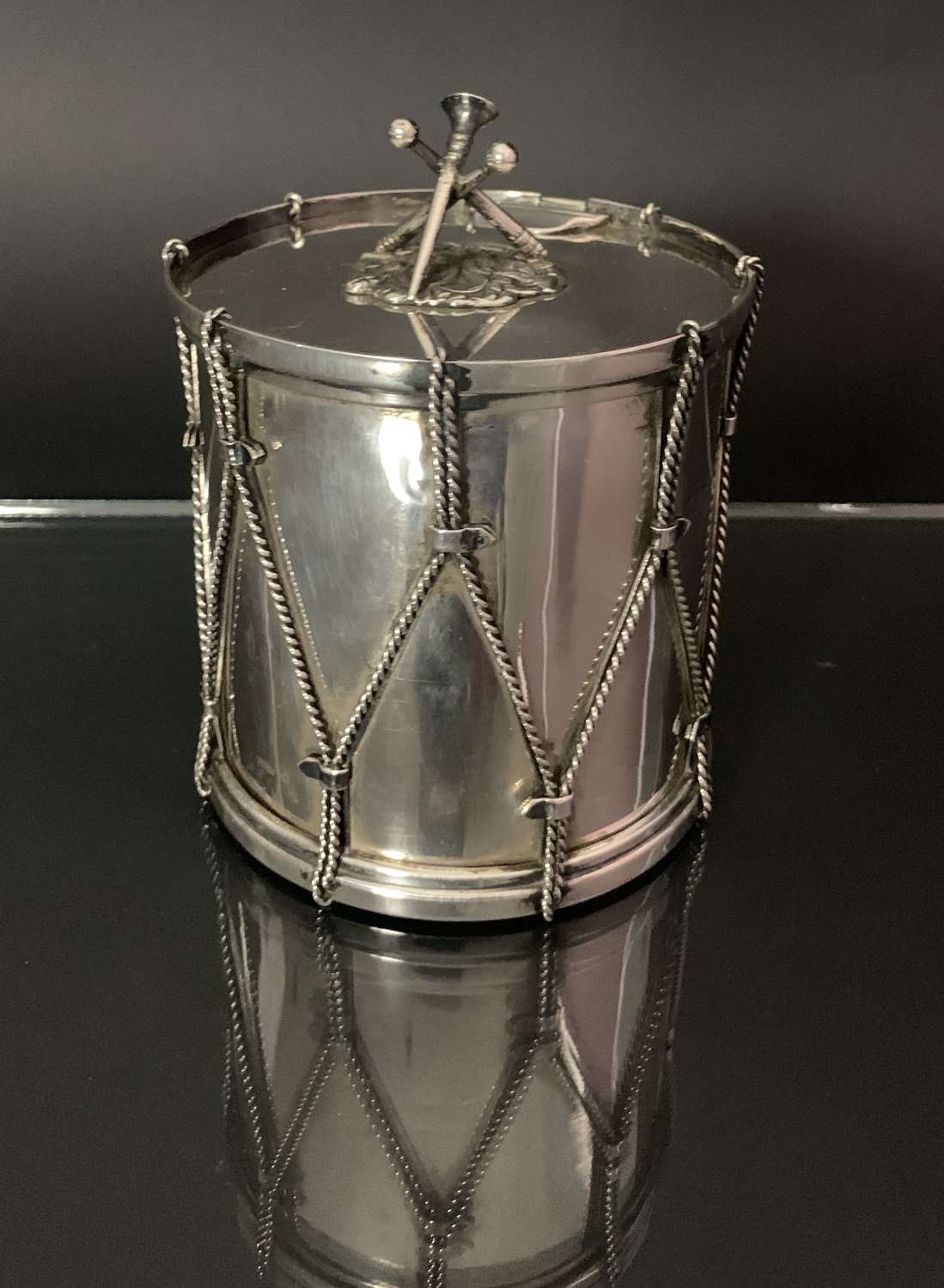 A sterling silver Military drum ice bucked by David Ferreira