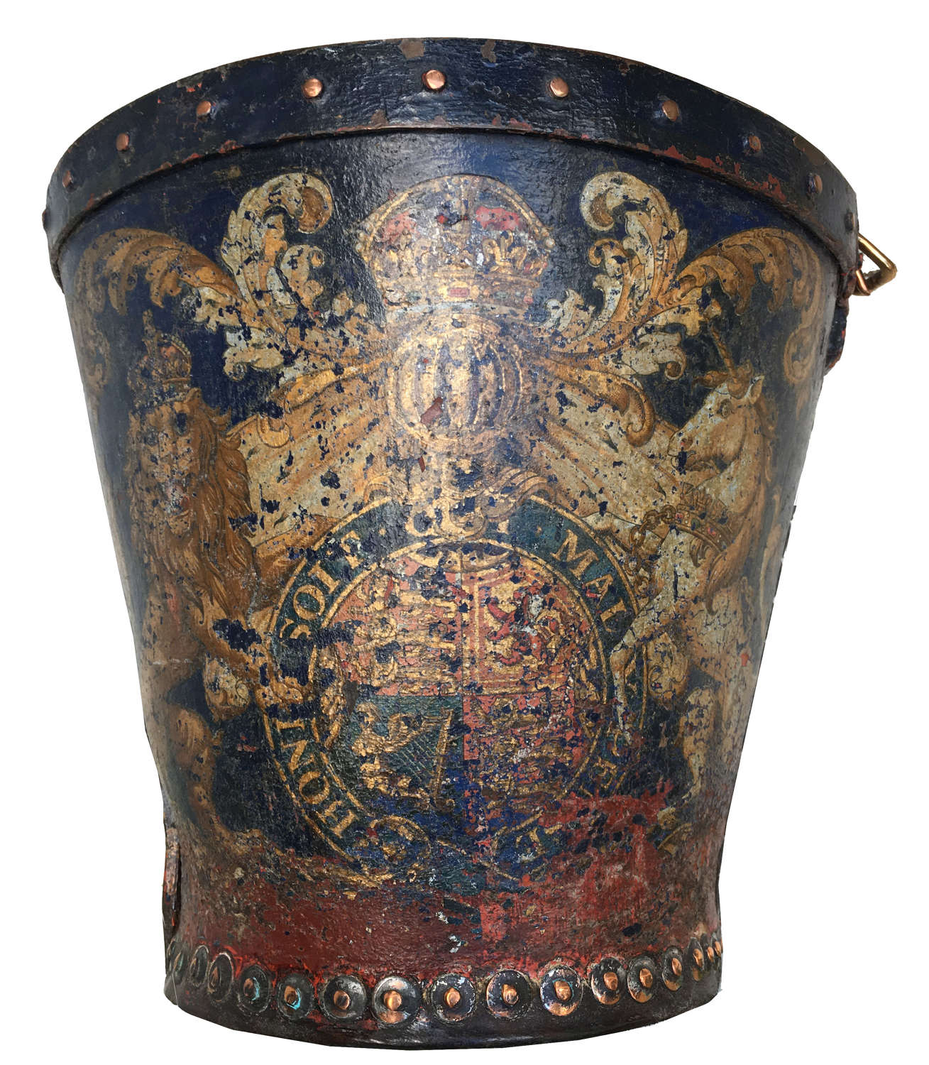 A Georgian fire bucket bearing the Royal Arms, circa 1830