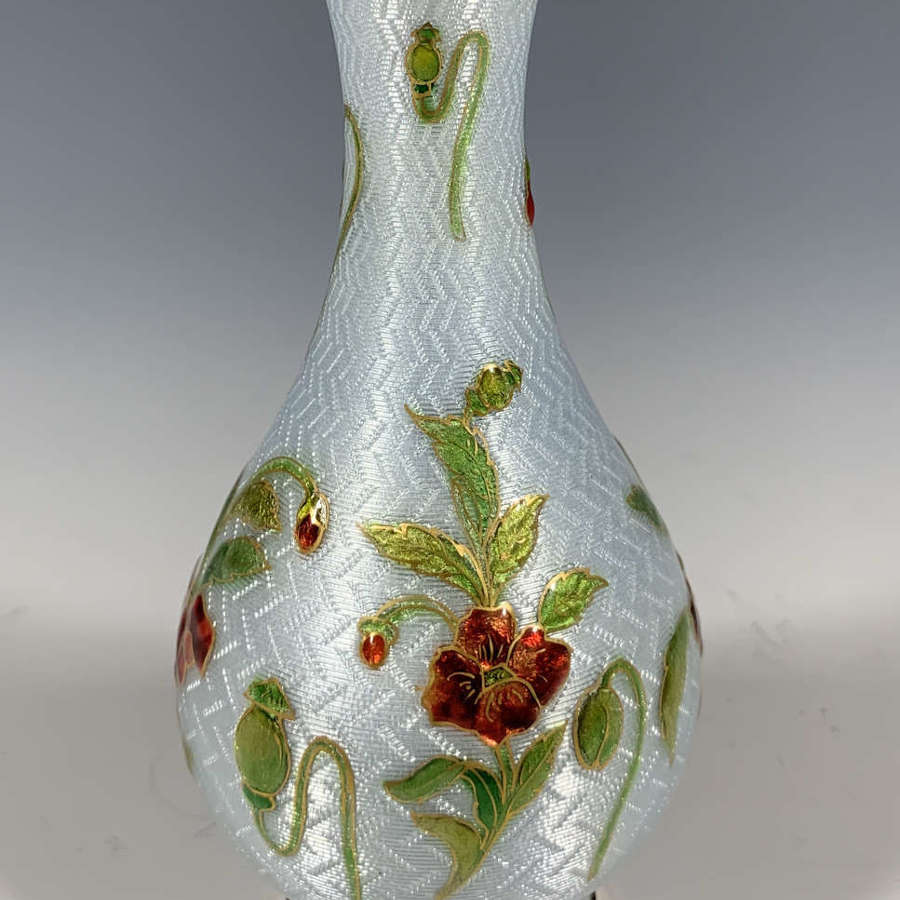 A sterling silver and enamel bud vase, circa 1920