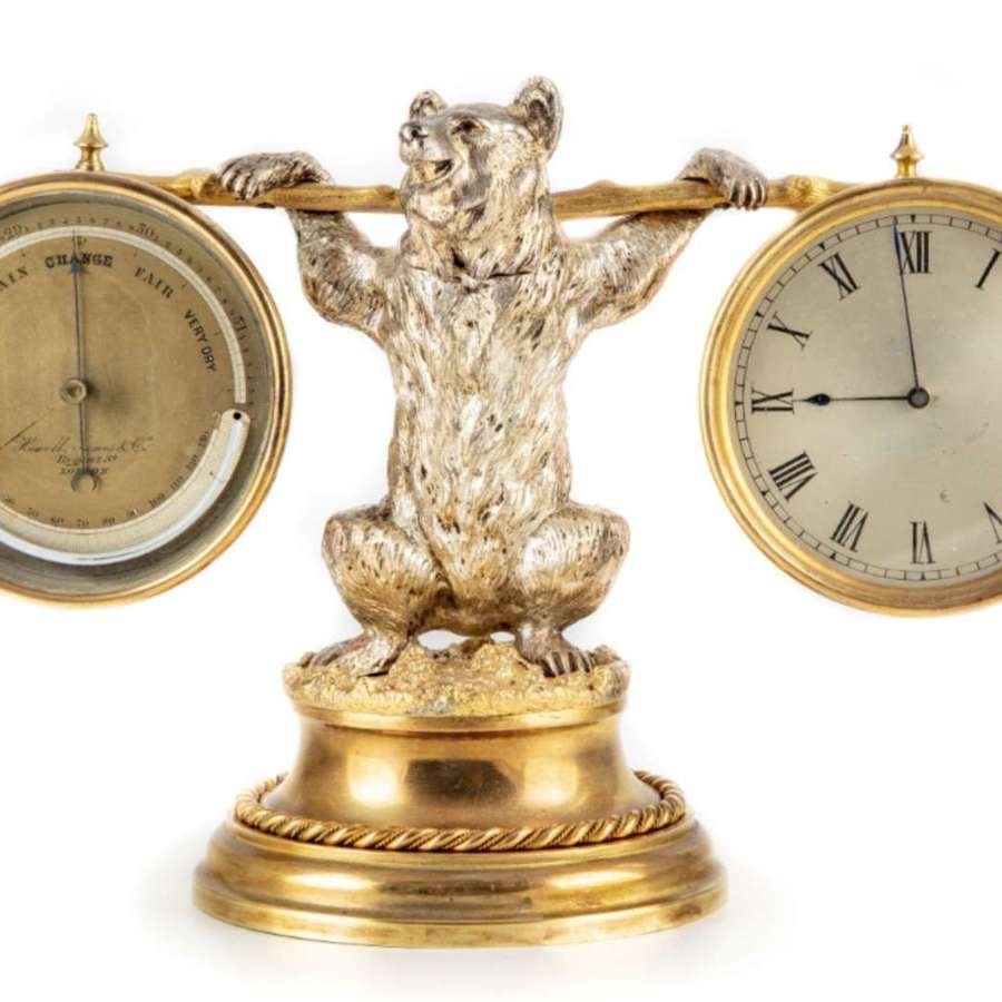 A rare clock, barometer and inkwell by Howell & James, circa 1850