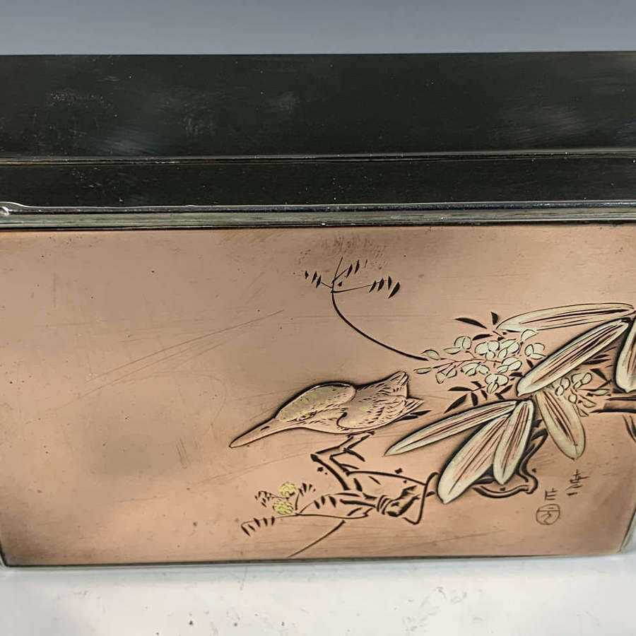 A Japanese mixed metal cigar box