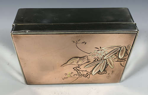 A Japanese mixed metal cigar box