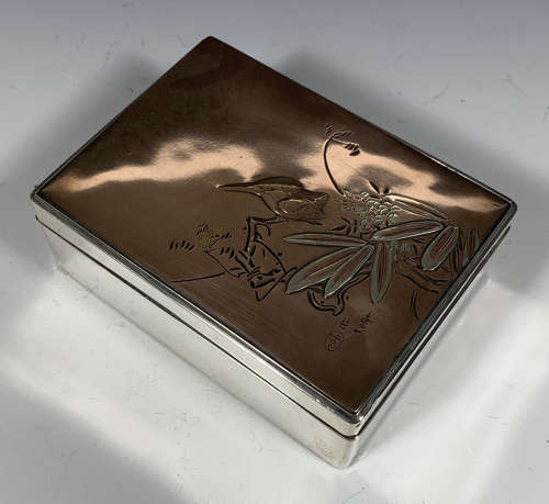 A Japanese mixed metal cigar box