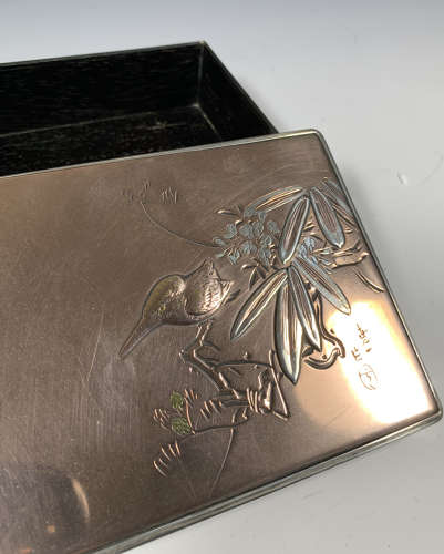 A Japanese mixed metal cigar box