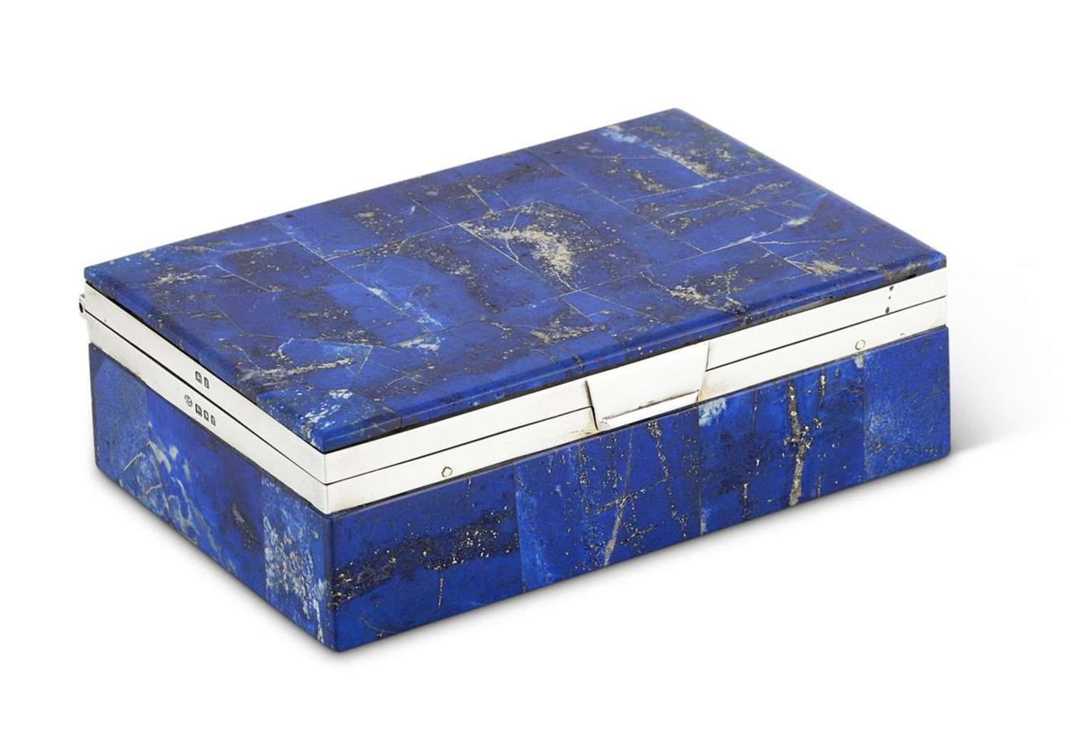 A Lapis Lazuli silver mounted cigar box