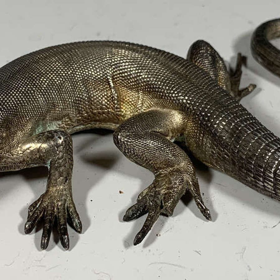 A silver plated cast model of a Lizard, circa 1900