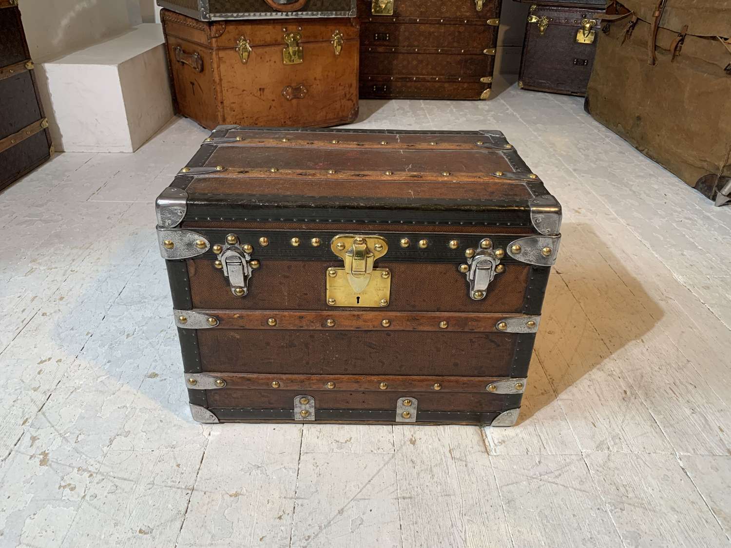 A very rare Louis Vuitton miniature Malle Courier trunk