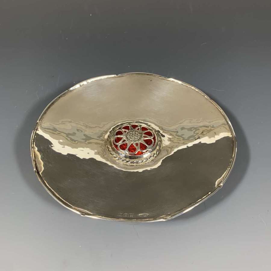 A silver and enamel bowl by Ramsden & Carr