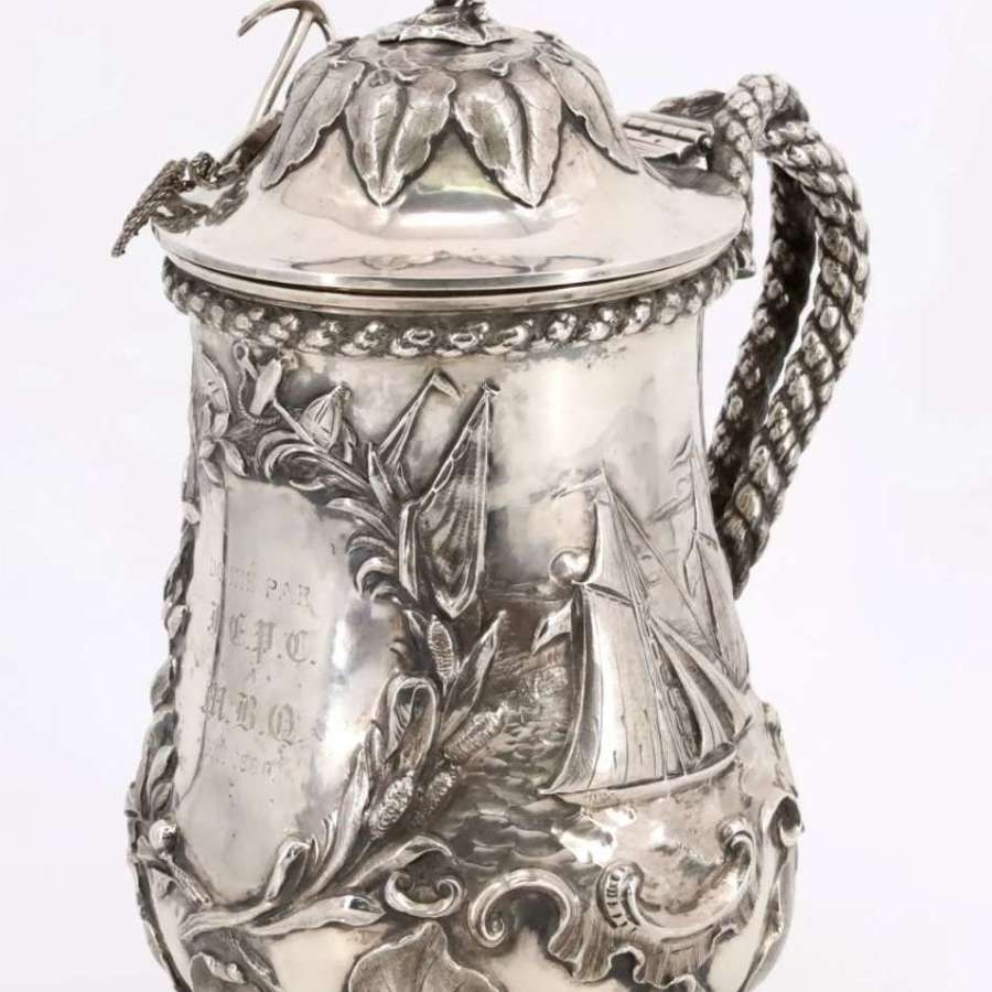 An early Victorian yachting themed tankard, dated for London 1838