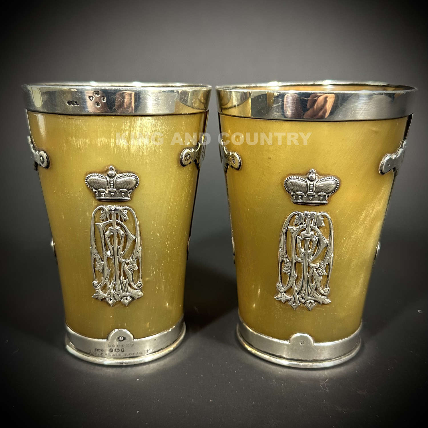 A mid Victorian pair of Horn Beakers