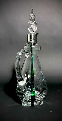 A set of 3 Art Nouveau Stuart Glass Claret jugs by Heath & Middleton